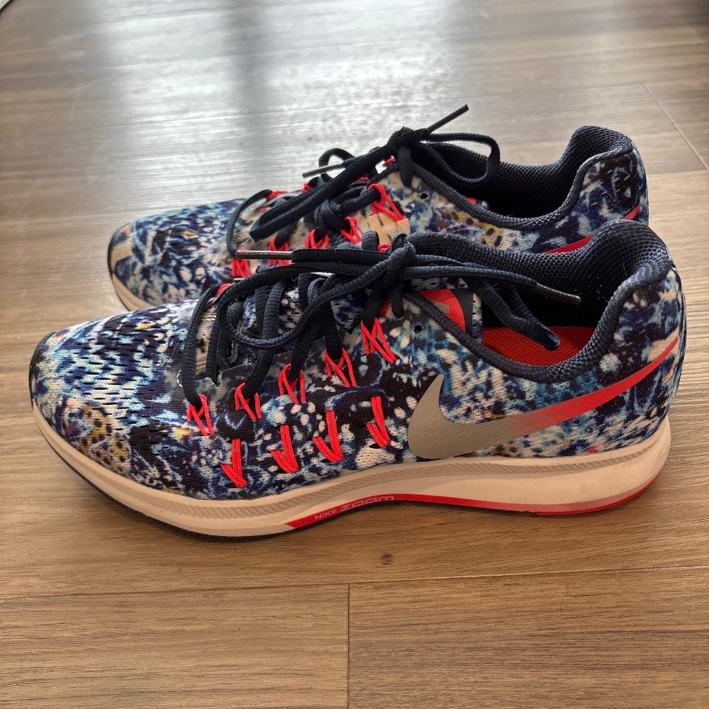 Nike Pegasus Running Shoes, Blue Multicolor Tie Dye, Women Size 8